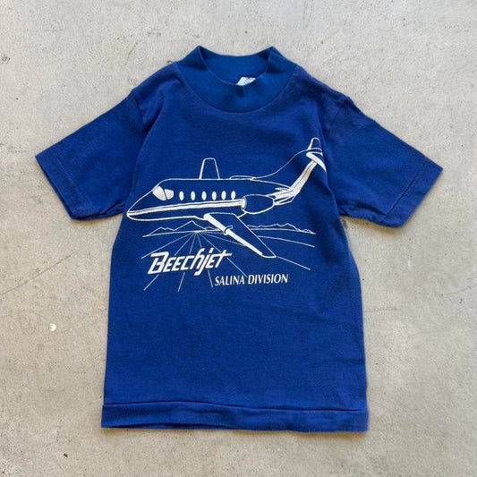 Vintage 90s Beechjet Airplane Plane T-Shirt - Kids Medium