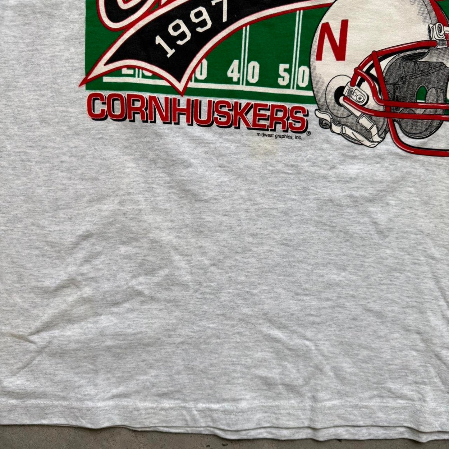 Vintage 1997 Nebraska National Champions Helmet Field T-Shirt - Medium