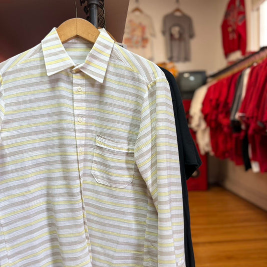 Vintage 80s Striped Stripe Button Up Shirt - Medium