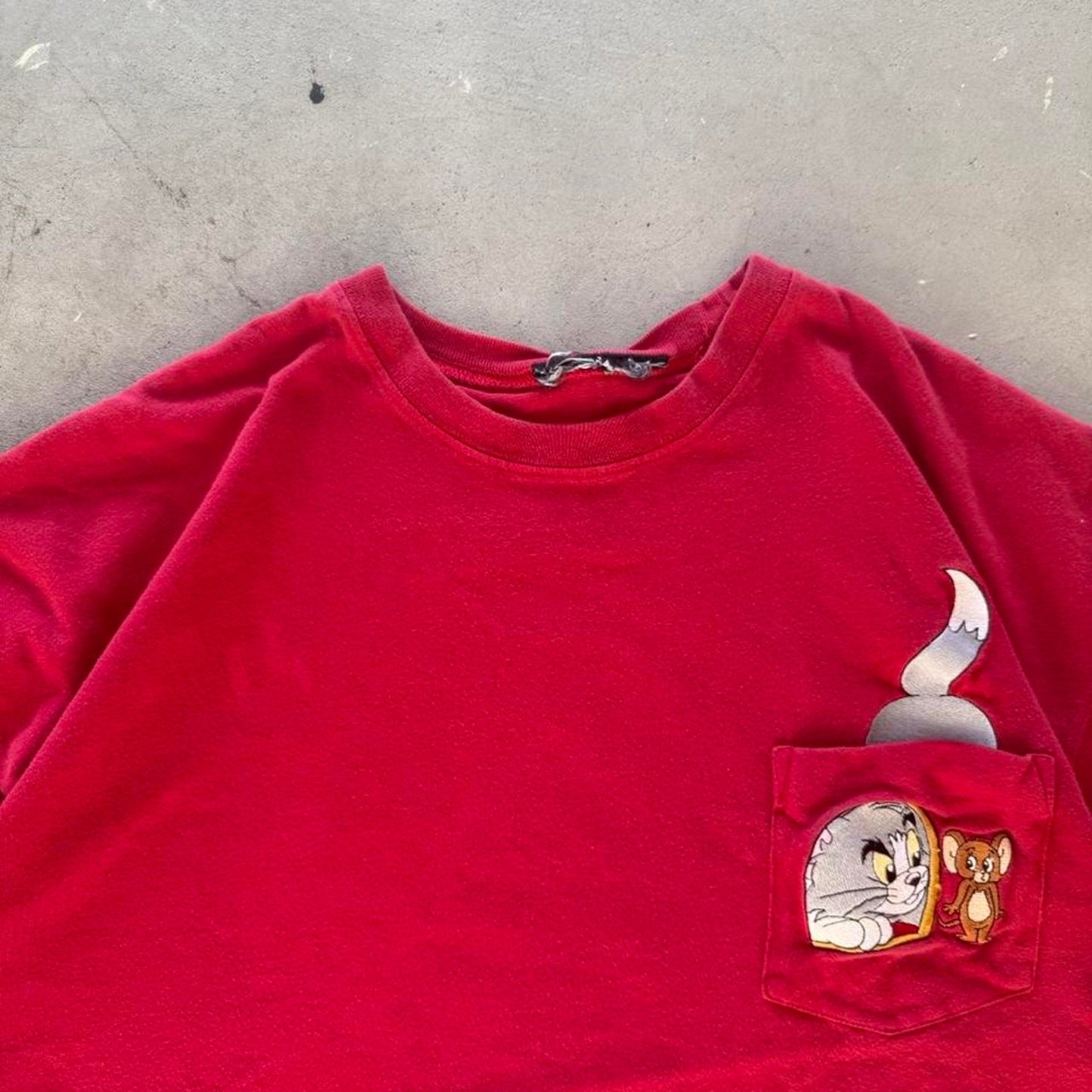 Vintage 90s Tom and Jerry Cartoon Network Pocket T-Shirt - Large