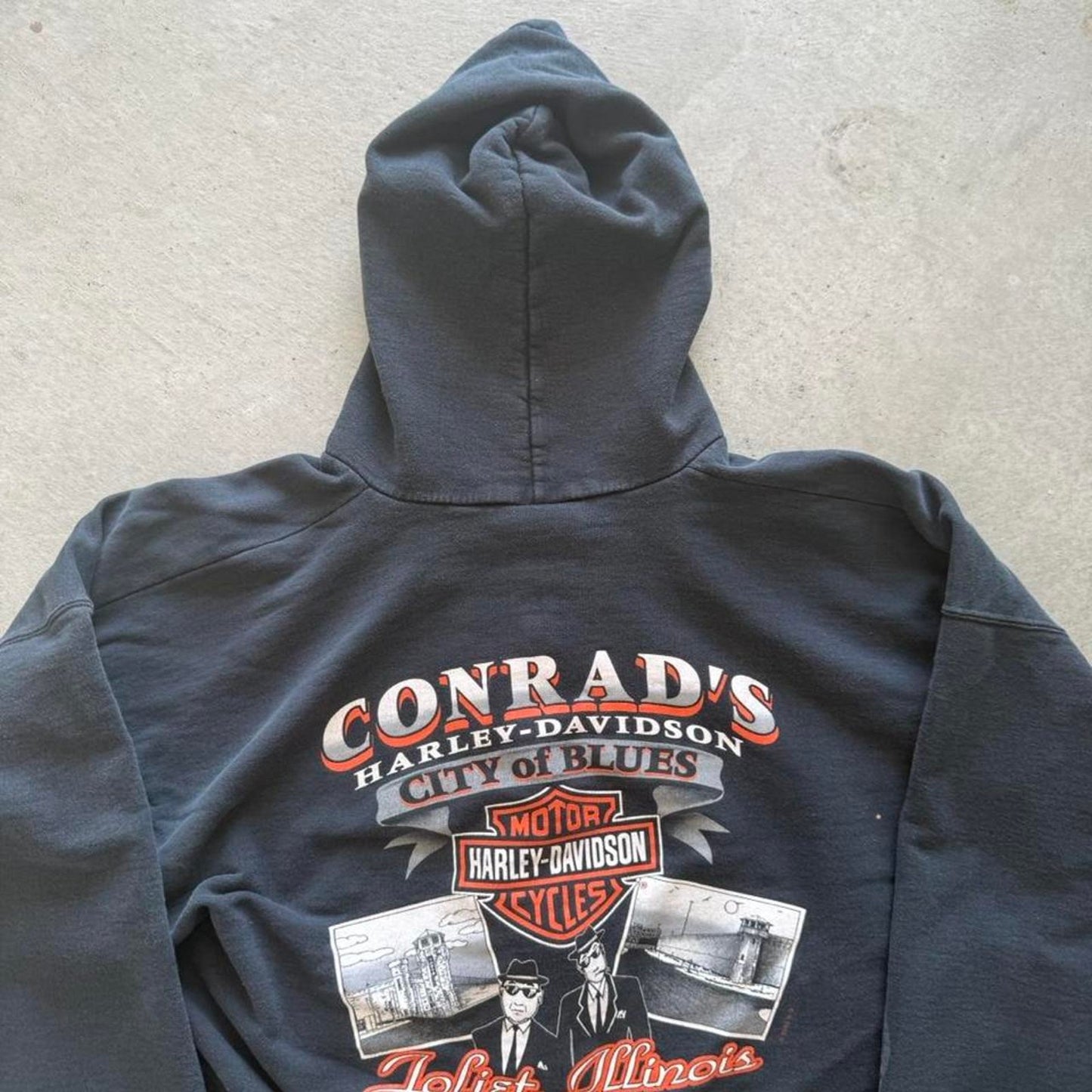 Vintage Harley Davidson Flame Sleeve Bike Zip Up Hoodie - XX-Large