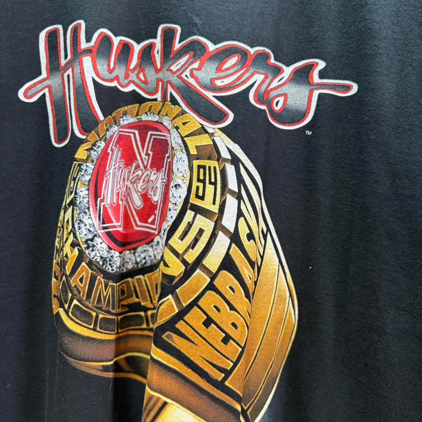 Vintage 90s Nebraska National Championship Ring T-Shirt - X-Large