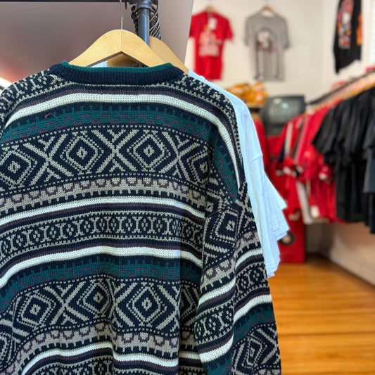 Vintage 90s Patterned Knit Sweater - XX-Large