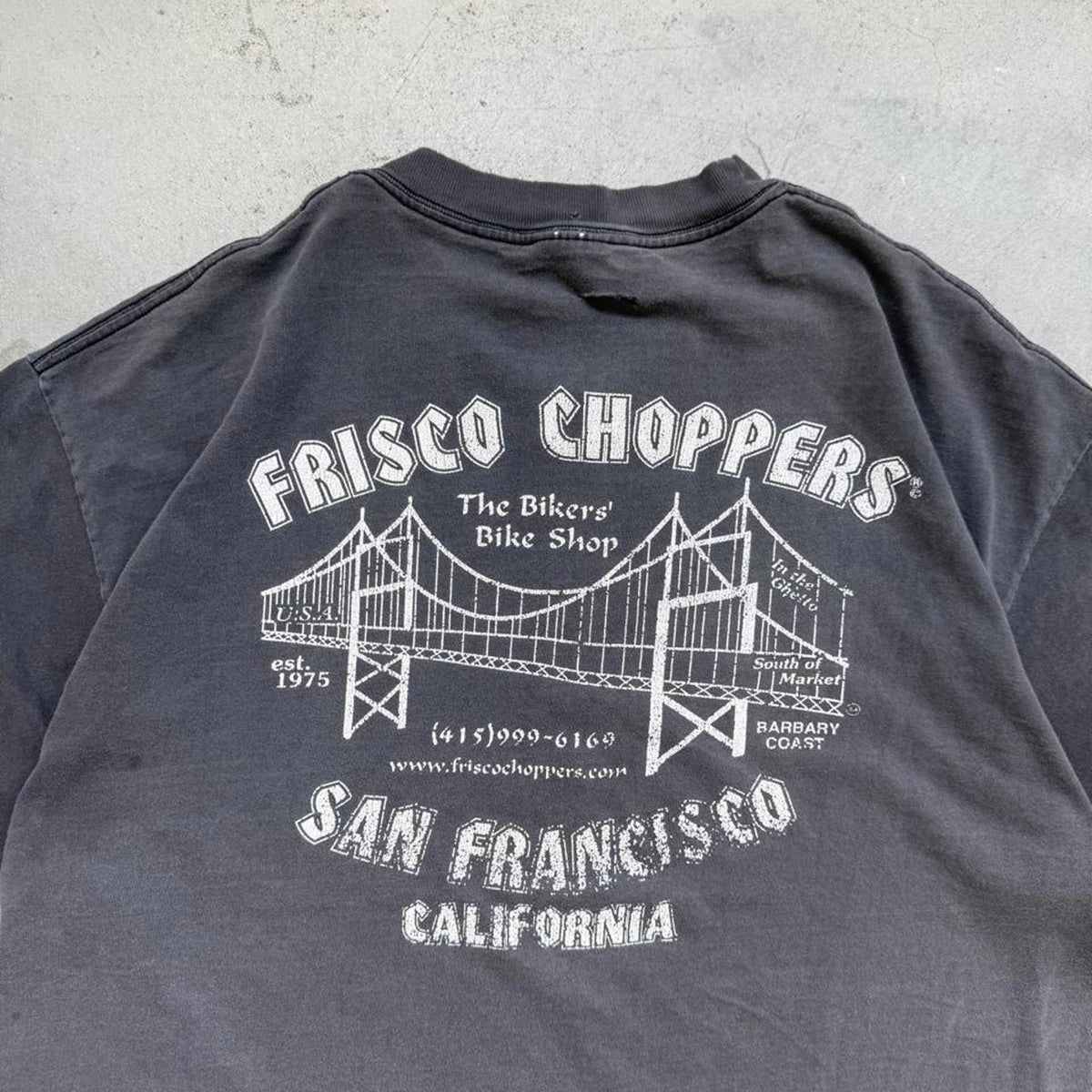 Vintage 90s Faded Frisco Choppers Custom Cycles Flame Biker T-Shirt - X-Large