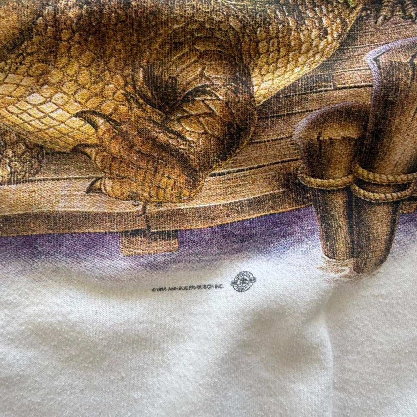Vintage 90s Budweiser Alcohol Beer Crocodile Frog Crewneck - X-Large