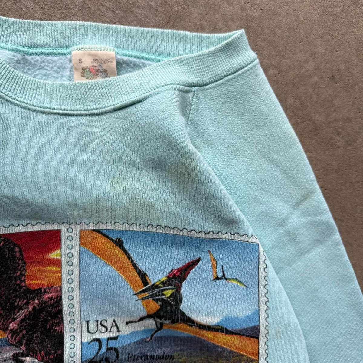 Vintage 90s Dinosaur USPS Stamps Crewneck - Small