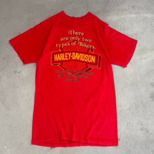 Vintage 80s There Are Only Two Types of Bikers Harley Davidson 3D Emblem Biker T-Shirt - Medium