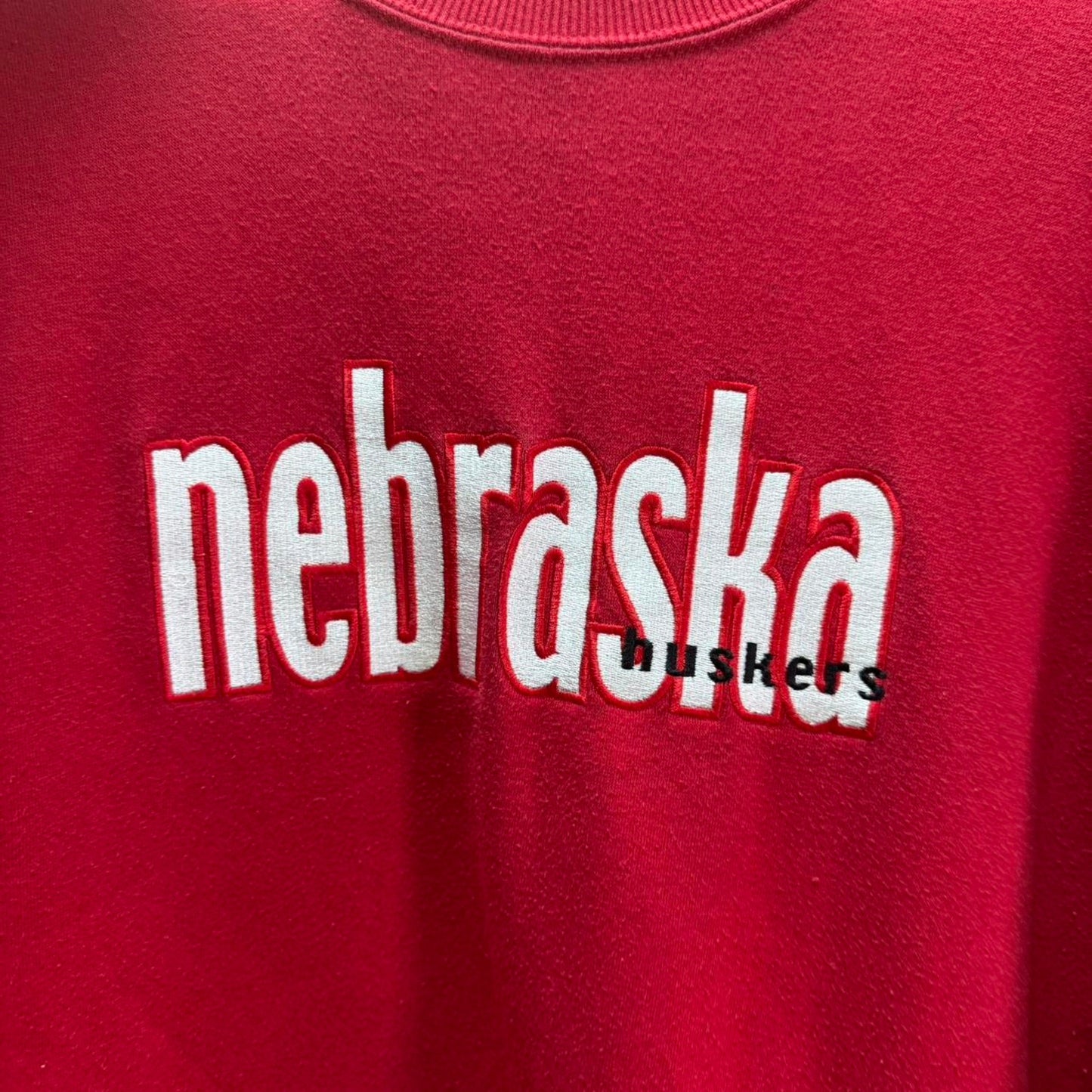 Vintage 90s Nebraska Huskers Striped Sleeve Crewneck  - Medium