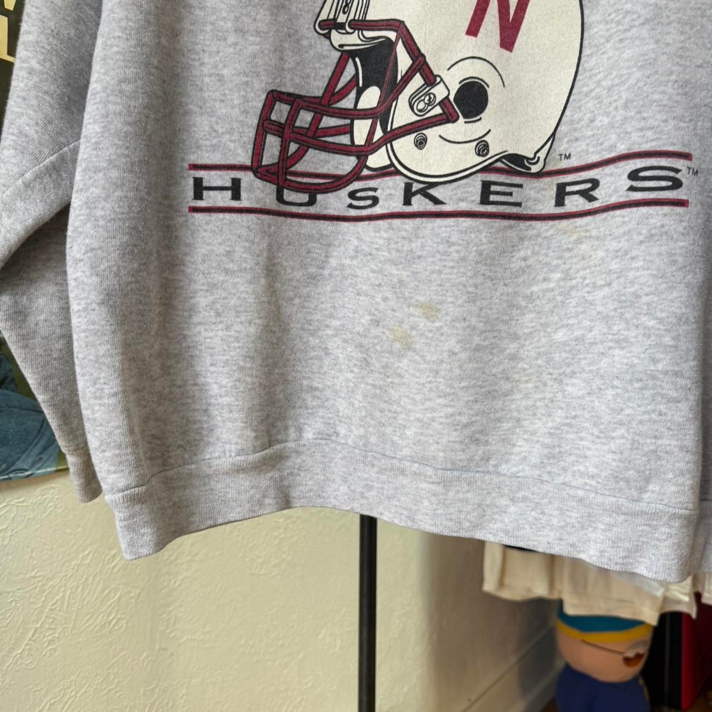Vintage 90s Nebraska Huskers Champions Helmet Crewneck - Large