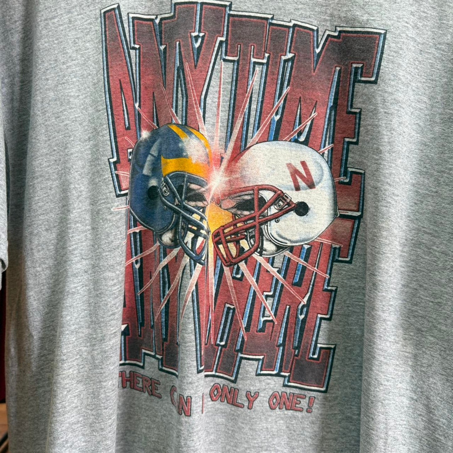 Vintage 90s Nebraska Huskers VS Michigan Helmet Football T-Shirt - X-Large