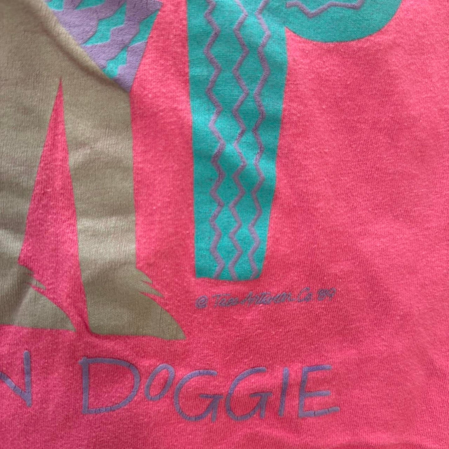 Vintage 90s Art Wolf Cactus Desert T-Shirt - Large