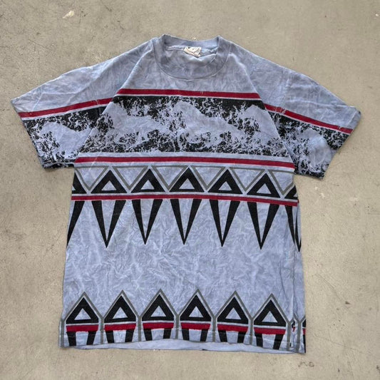 Vintage 90s Native American All Over Print T-Shirt - Large