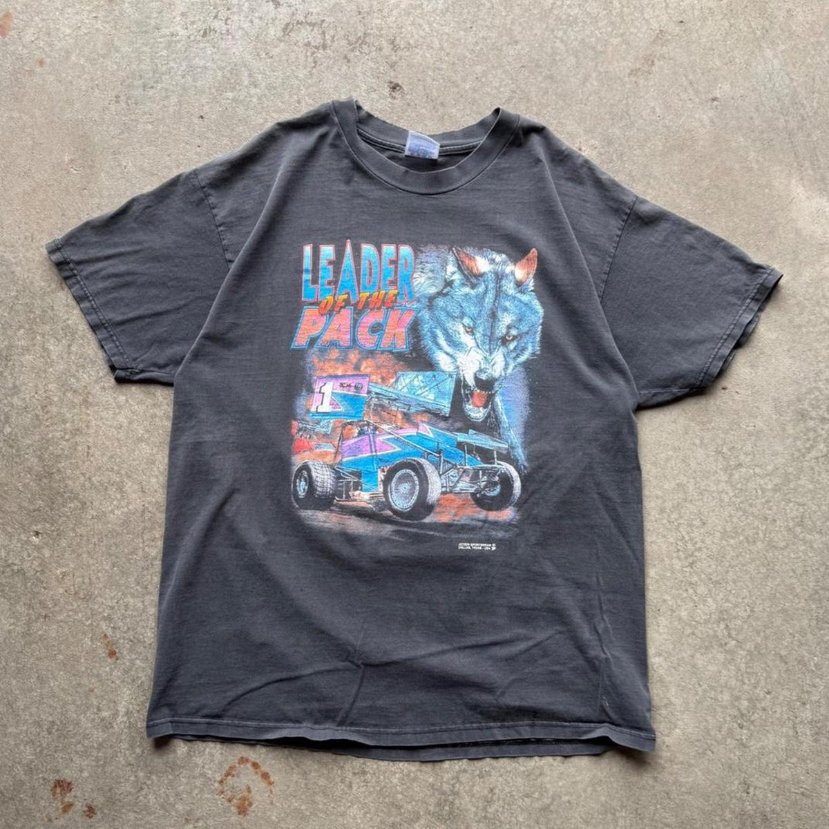 Vintage 90s Faded Black Leader of the Pack Racing T-Shirt - X-Large