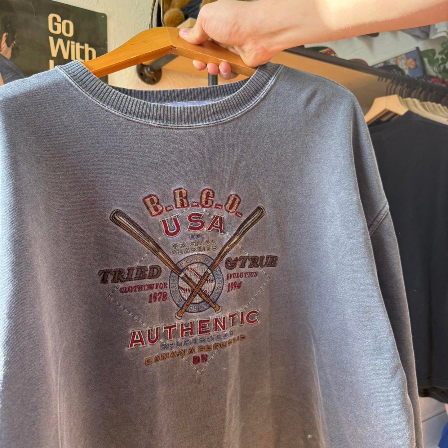 Vintage 90s Banana Republic Authentic Sportswear Embroidered Crewneck - Large