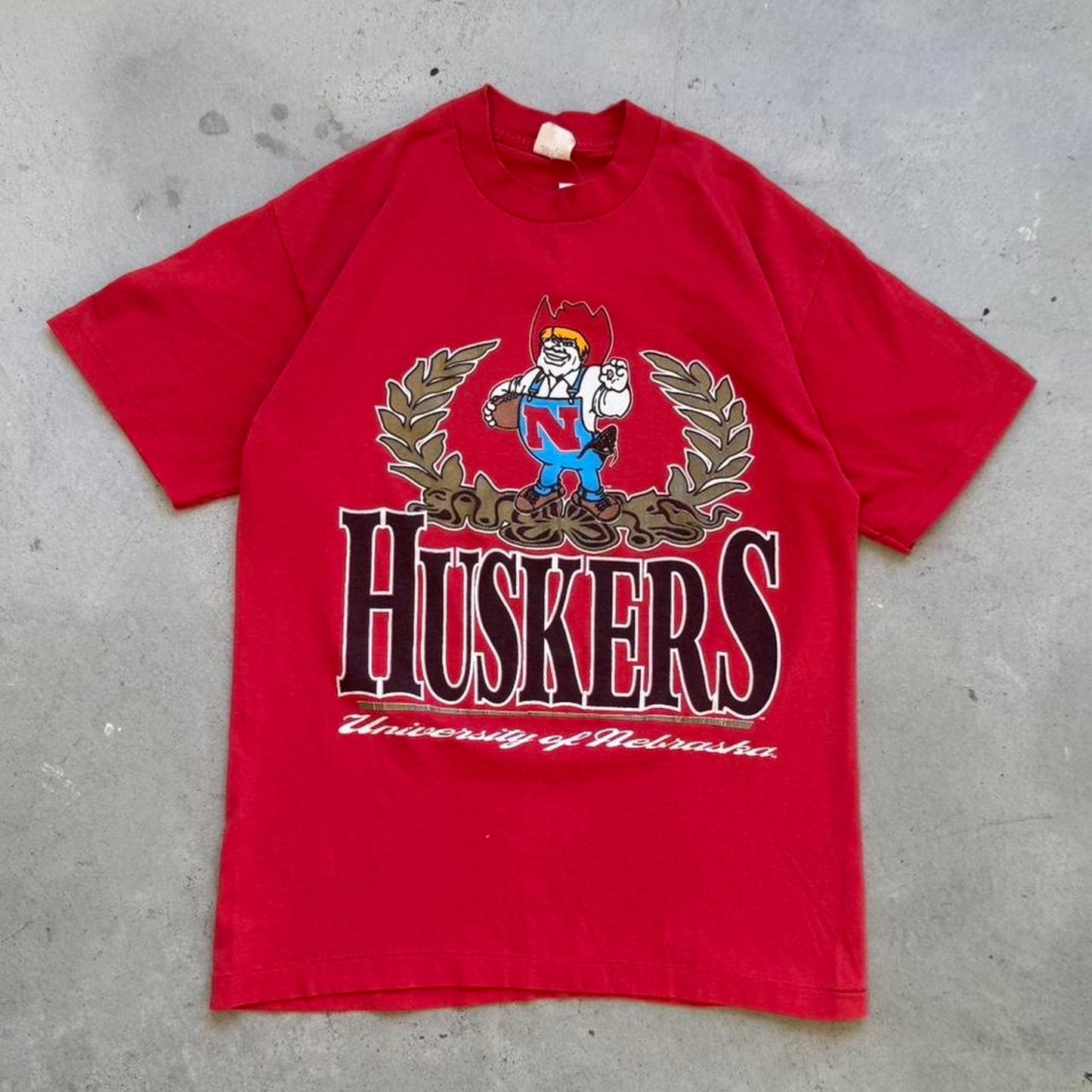 Vintage 90s Nebraska Huskers Herbie Football T-Shirt - Large
