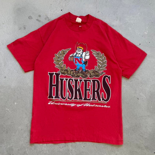 Vintage 90s Nebraska Huskers Herbie Football T-Shirt - Large