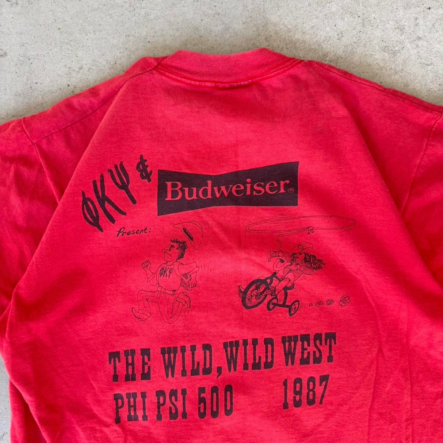 Vintage 1987 Budweiser Wild West Phi Psi Beer T-Shirt - Large
