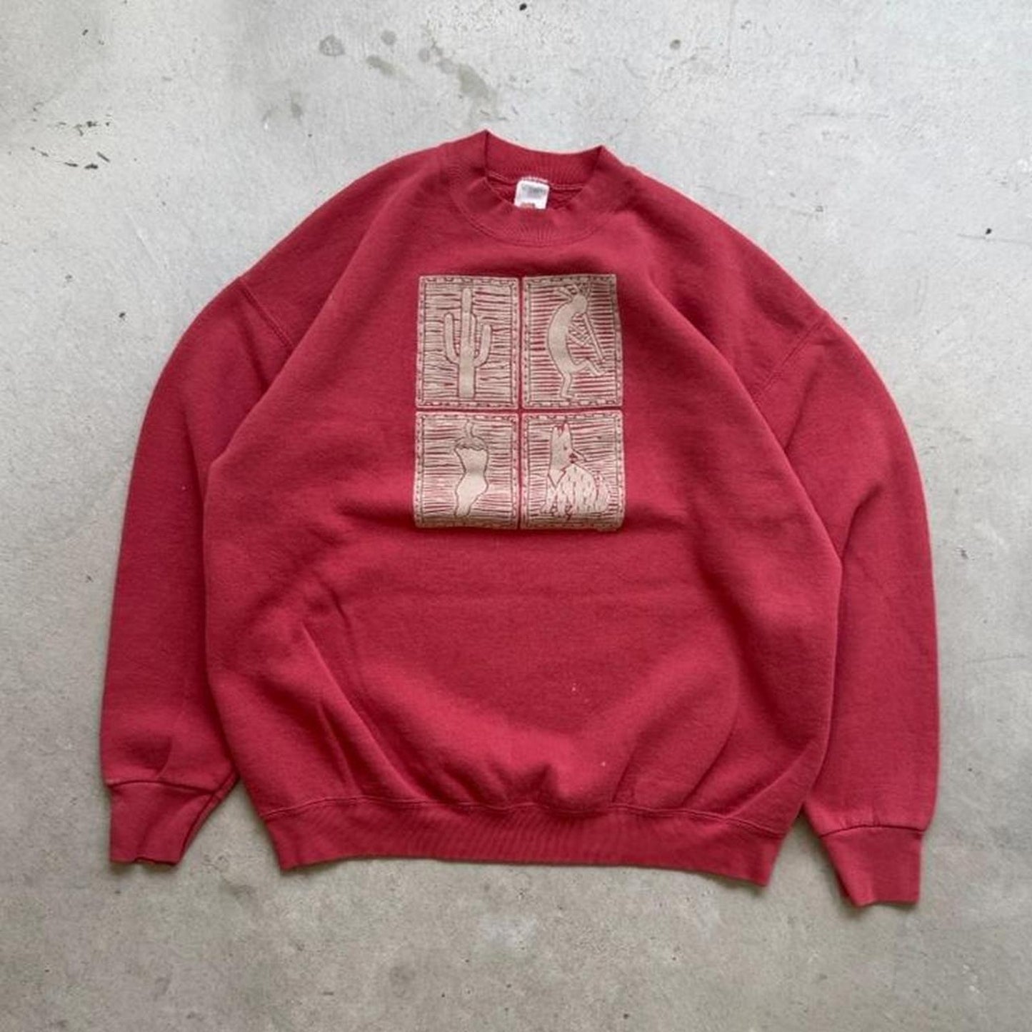 Vintage 90s Desert Wolf Nature Art Crewneck - X-Large