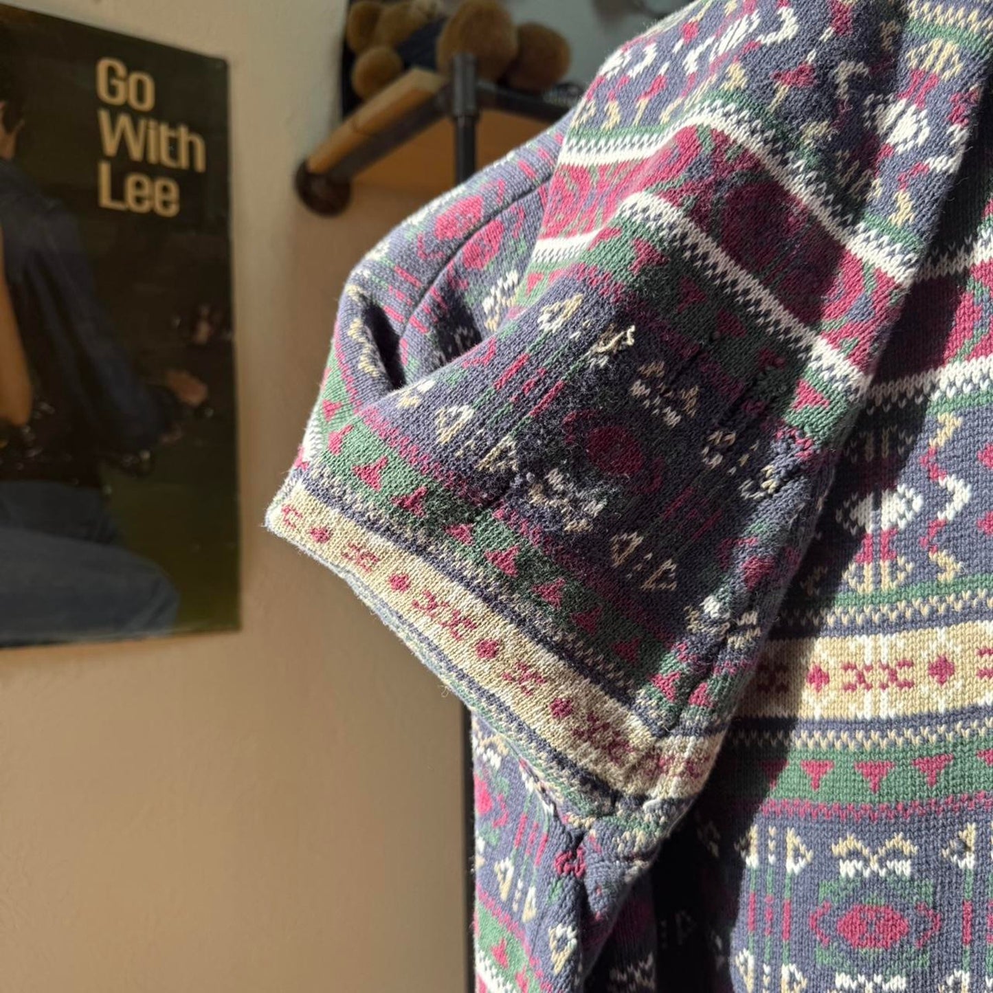 Vintage 90s Patterned Knit Knitted Sweater - X-Large