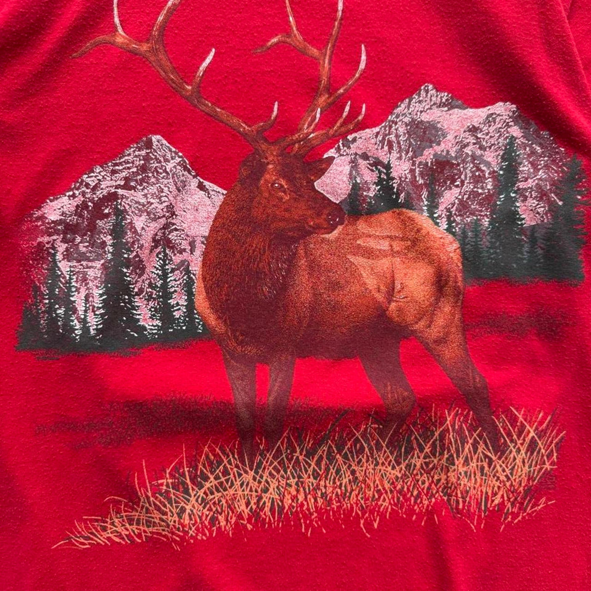 Vintage 90s Buck Deer Animal Nature Mountain T-Shirt - Medium