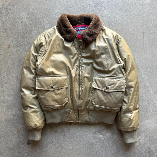 Vintage Polo Ralph Lauren G1 Bomber Fur Lined Jacket - Medium