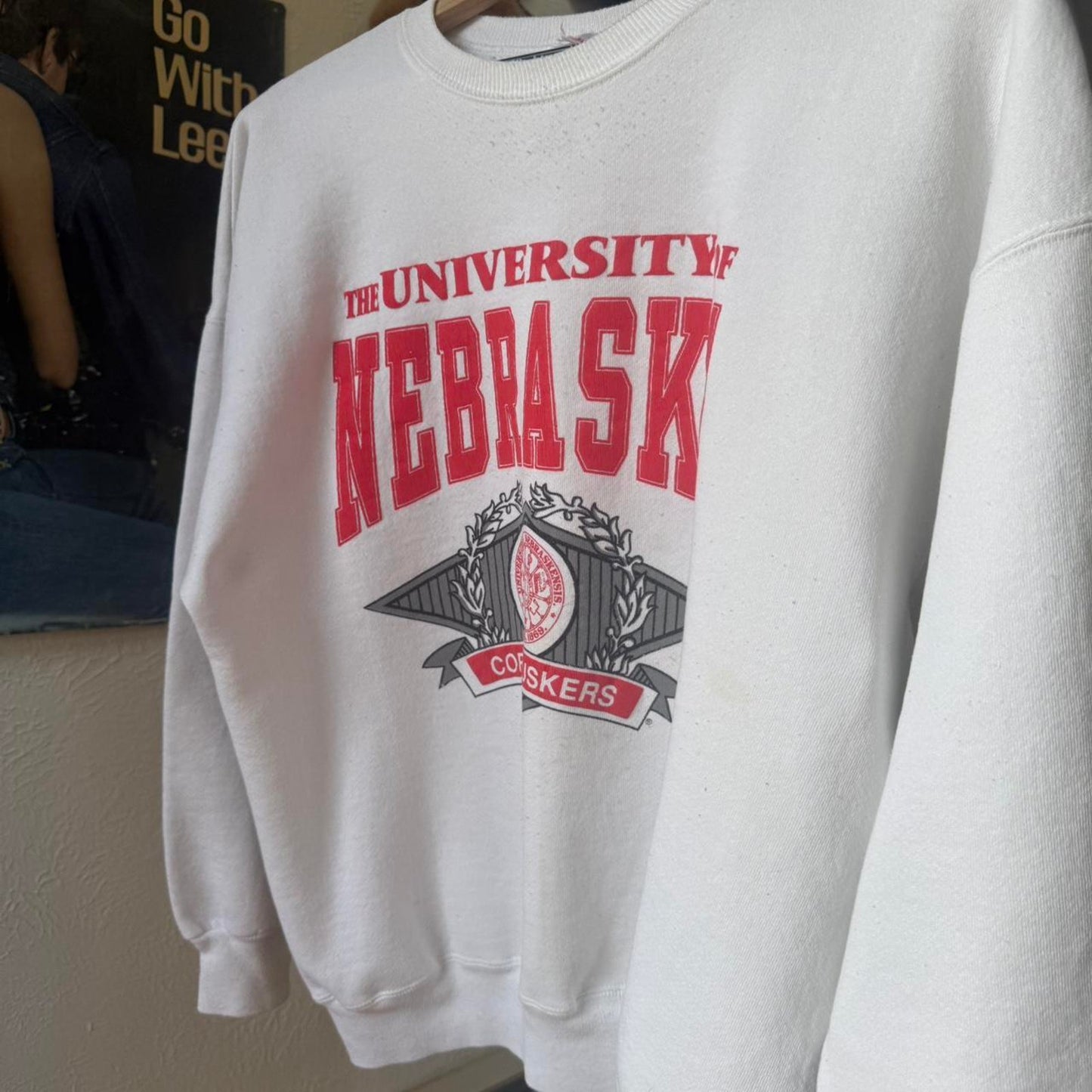 Vintage 90s Nebraska Huskers School Crest Crewneck - Large