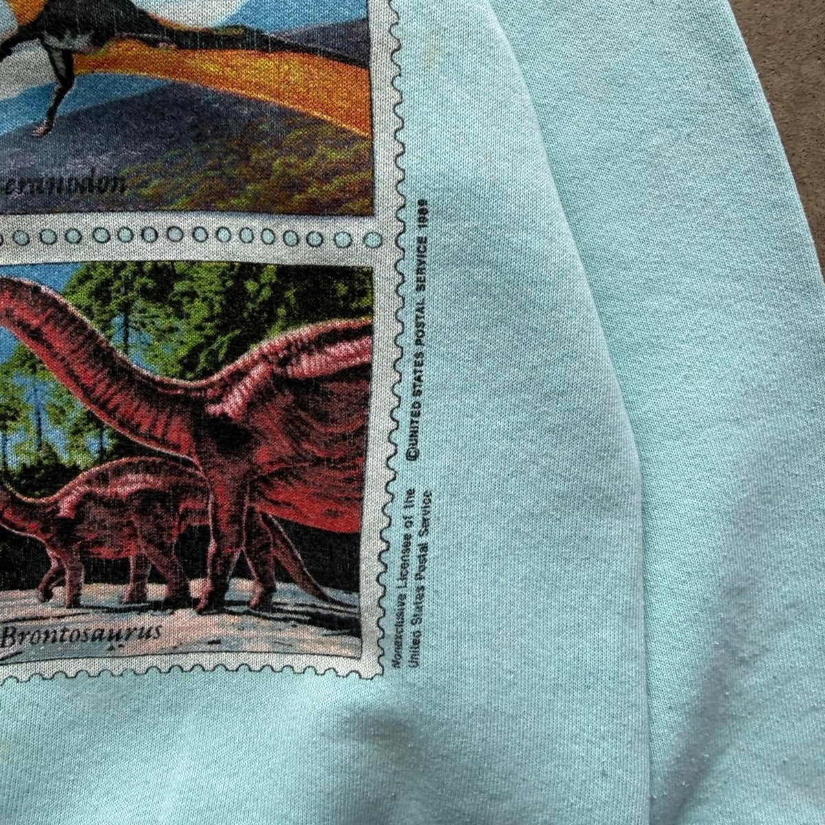 Vintage 90s Dinosaur USPS Stamps Crewneck - Small