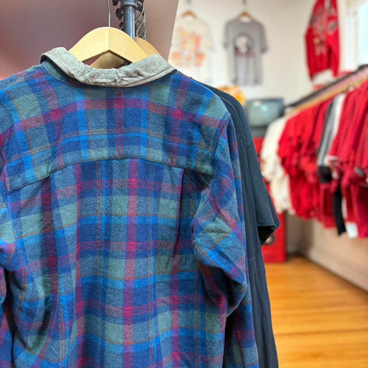 Vintage 90s Pendleton Plaid Wool Suede Collar Shirt - Large
