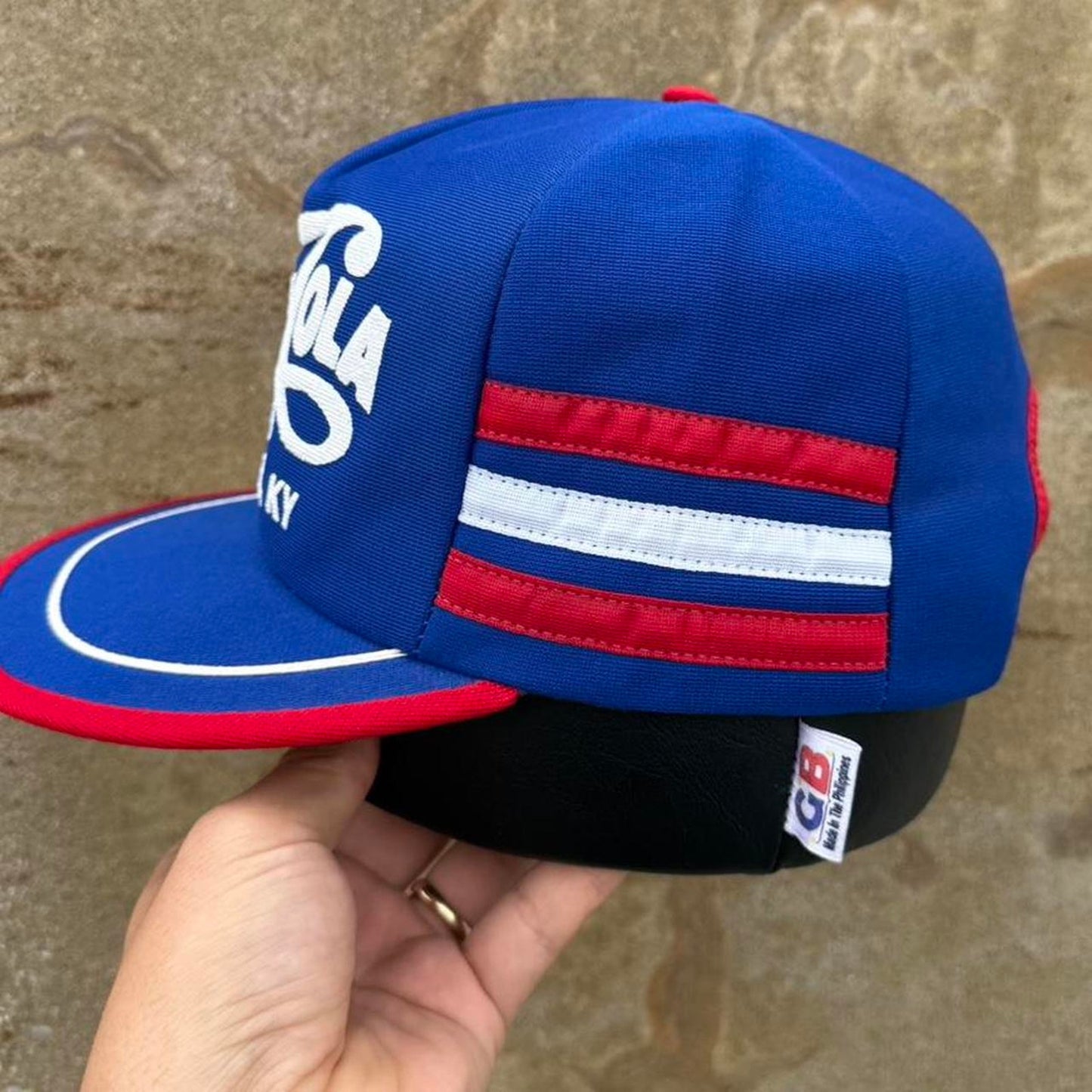 Vintage 80s Pepsi Cola Louisville Kentucky Three Stripe Trucker Cap