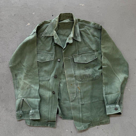 Vintage USMC Stamped HBT Button Up Shirt - Large