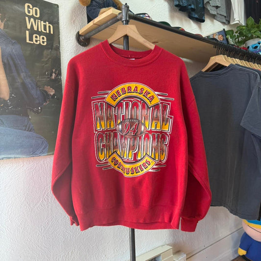 Vintage 90s Nebraska Cornhuskers Champions Football Crewneck - Large