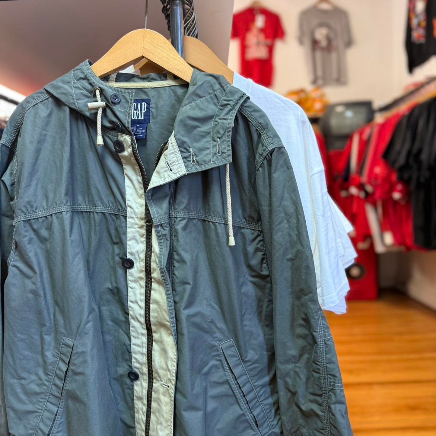 Vintage 90s Gap Utility Hooded Light Jacket - Medium