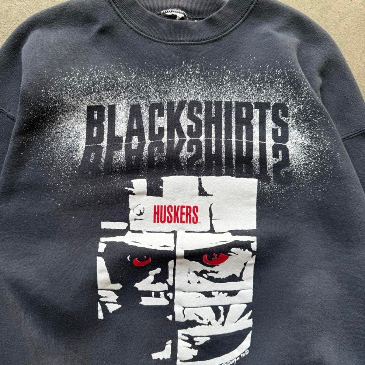 Vintage 90s Nebraska Huskers Blackshirts Helmet Crewneck - Large