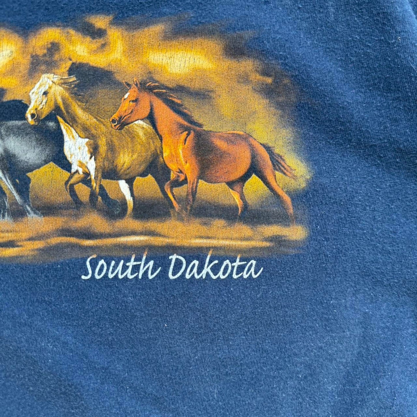 Vintage 90s South Dakota Horses Animal T-Shirt - Large