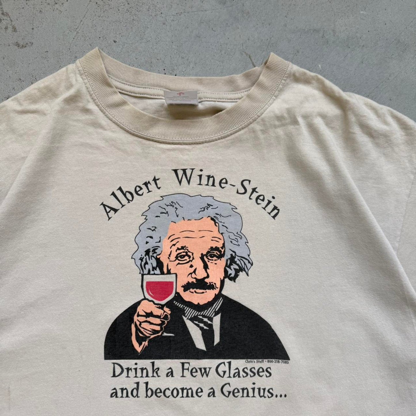 Vintage Albert Winestein Wine Drinking Humor T-Shirt - Large