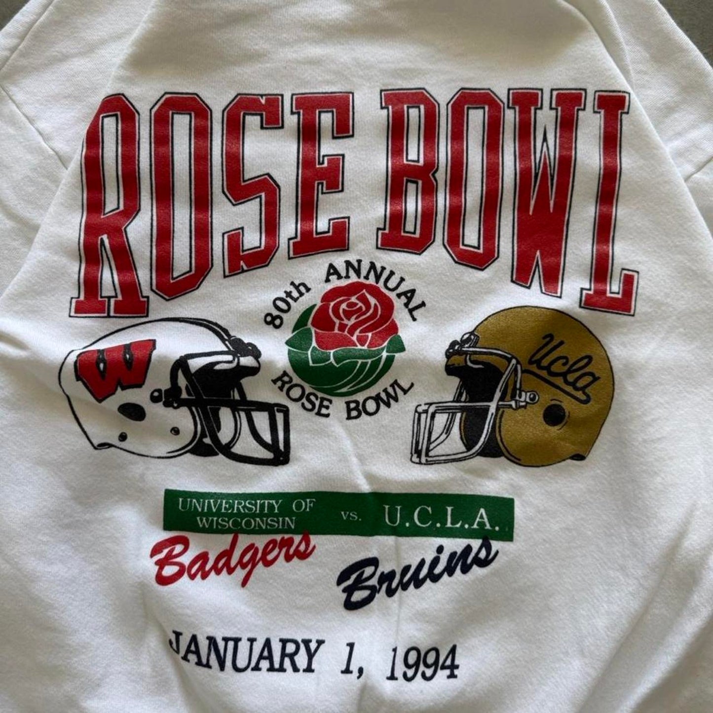 Vintage 1994 Rose Bowl Badgers vs Bruins Football Crewneck - X-Large