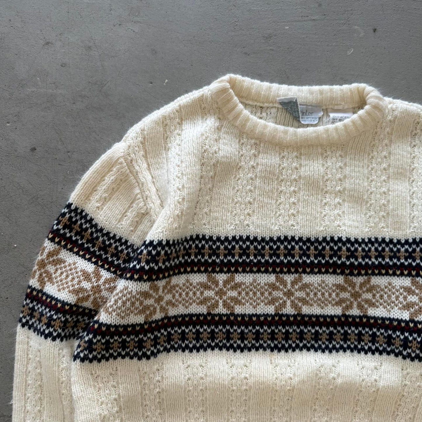 Vintage 80s Knit Snowflake Sweater - Medium
