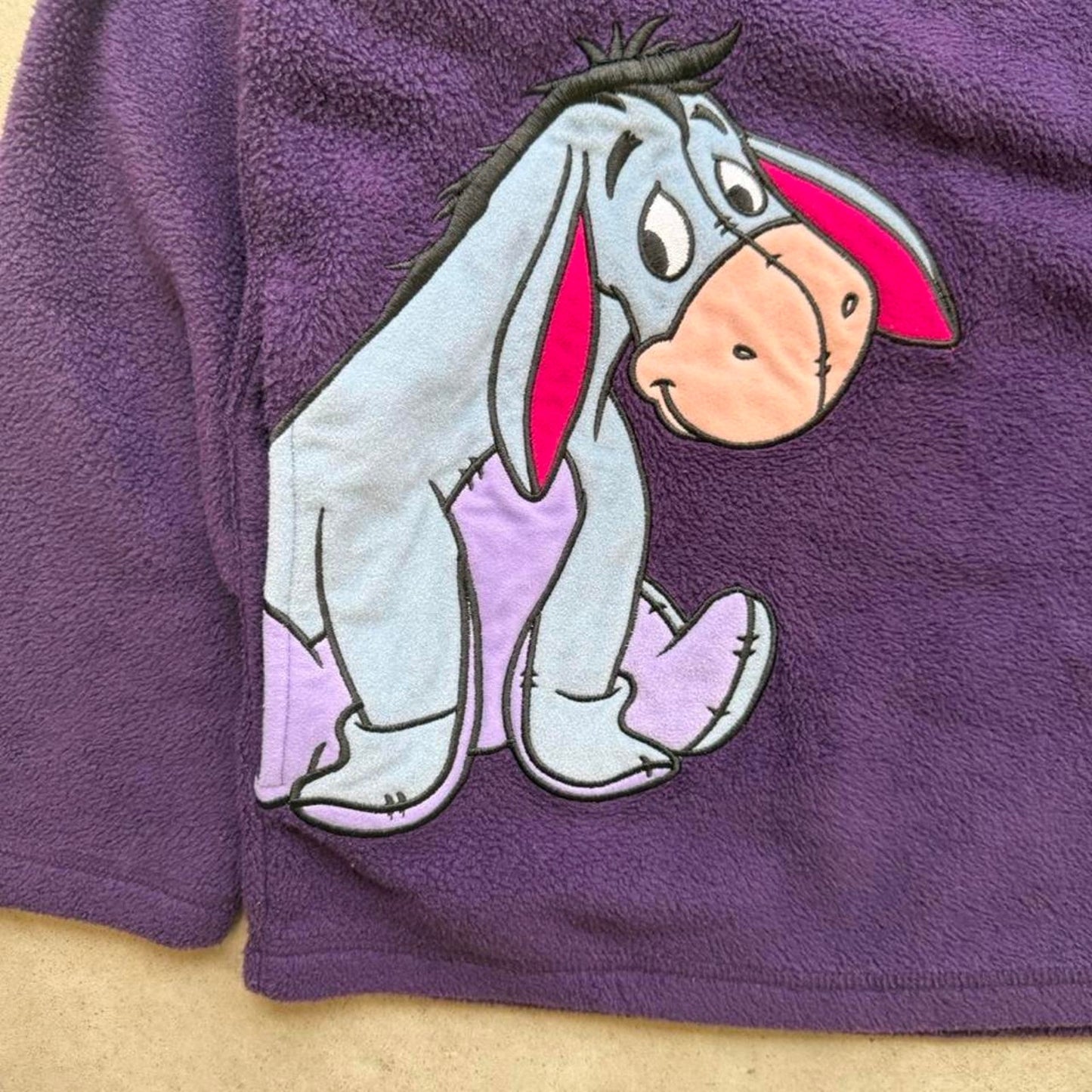 Vintage 90s Disney Eeyore Quarter Zip Fleece Crewneck - Small