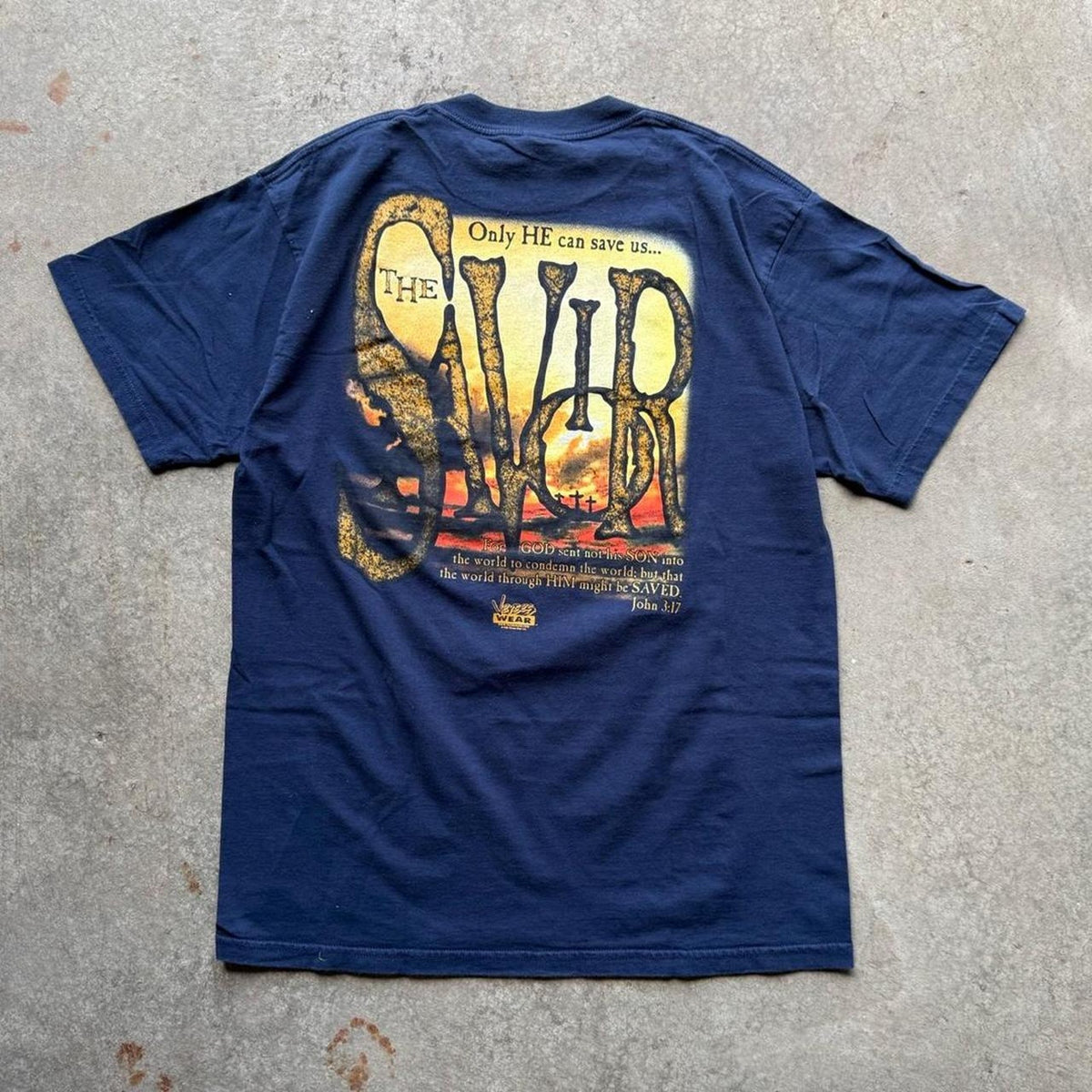 Vintage 90s Only He Can Save Us Jesus Bible T-Shirt - X-Large