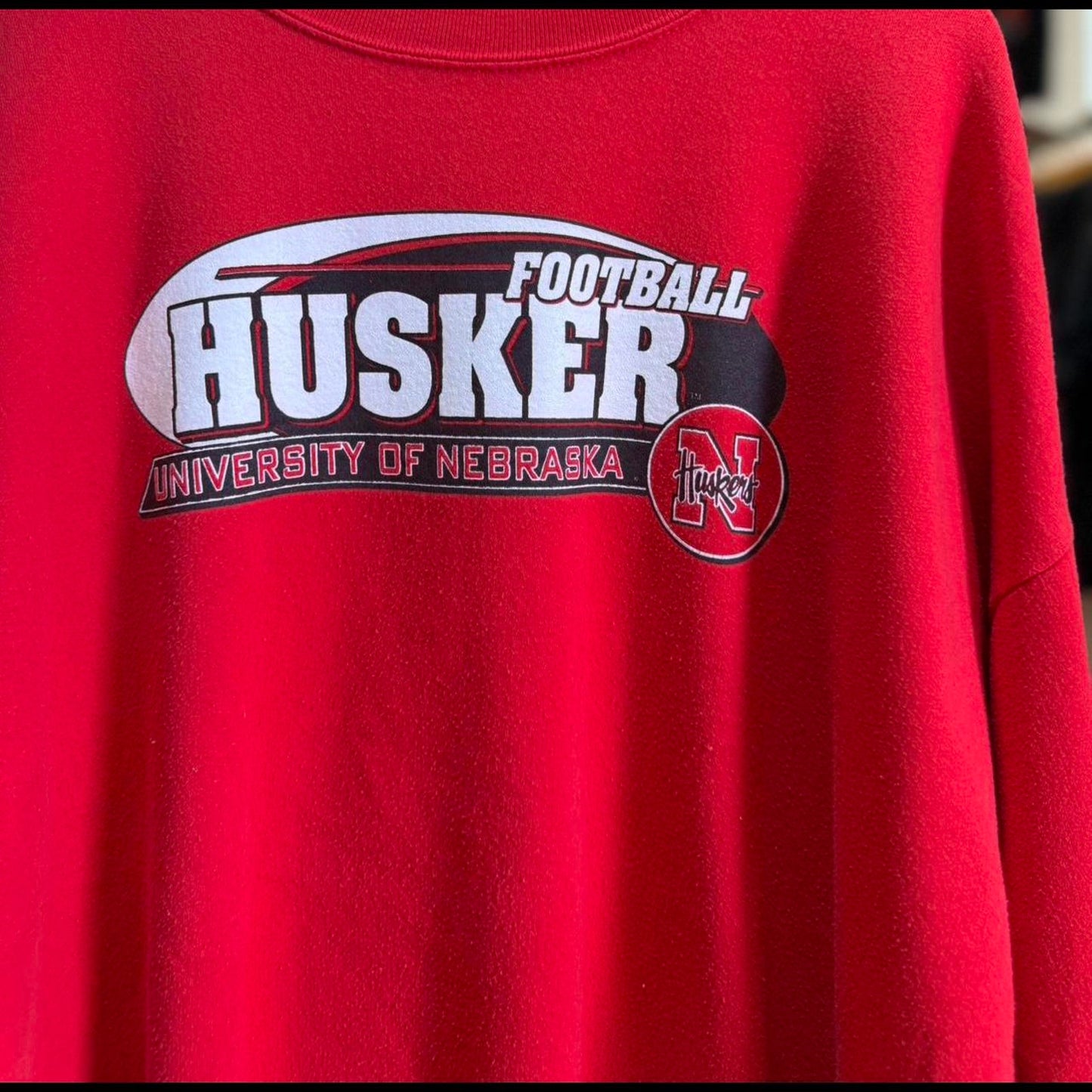 Vintage 90s Nebraska Huskers Football Logo Athletics Crewneck