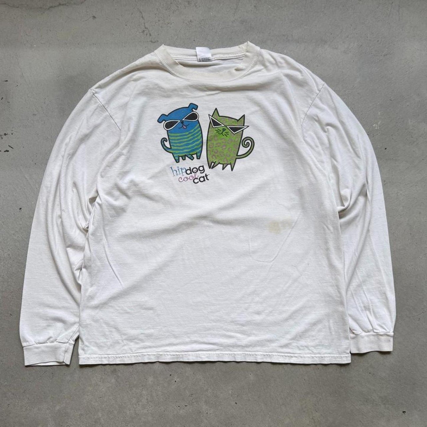 Vintage Y2K Hip Dog Cool Cat Long Sleeve T-Shirt - X-Large