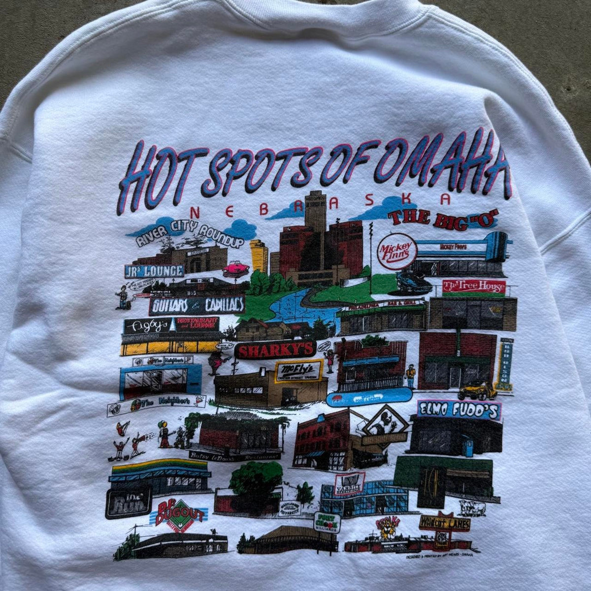 Vintage 90s Hot Spots of Omaha Landmark Crewneck - X-Large