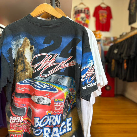Vintage 90s NASCAR Leader of the Pack Racing Race Car AOP Jeff Gordon T-Shirt