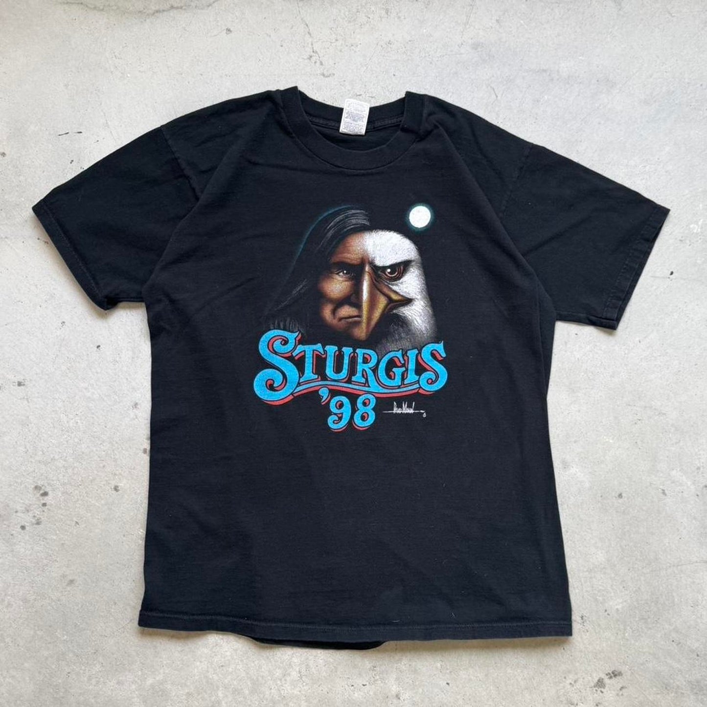 Vintage 1998 Sturgis Eagle Native American Biker T-Shirt - X-Large