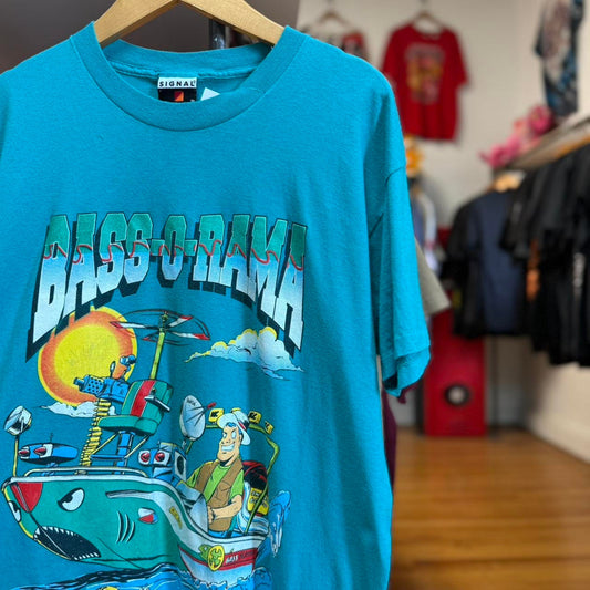 Vintage 90s Bass-O-Rama Fishing Fish Cartoon T-Shirt