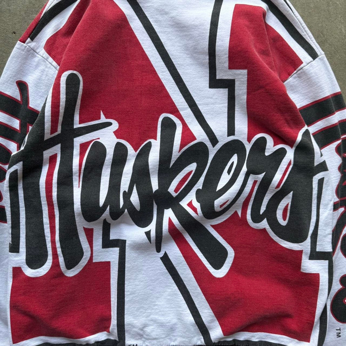 Vintage 90s Nebraska Husker Gallop All Over Print Crewneck - Large