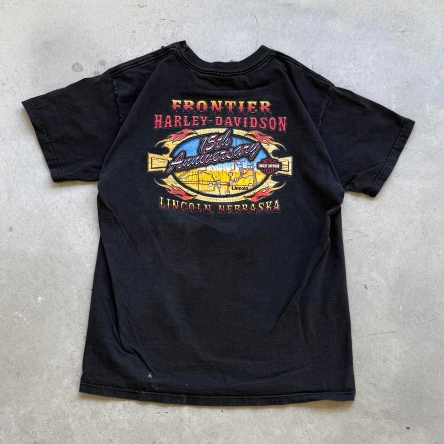 Vintage Y2K Harley Davidson Motorcycles Flame Pocket T-Shirt - Large