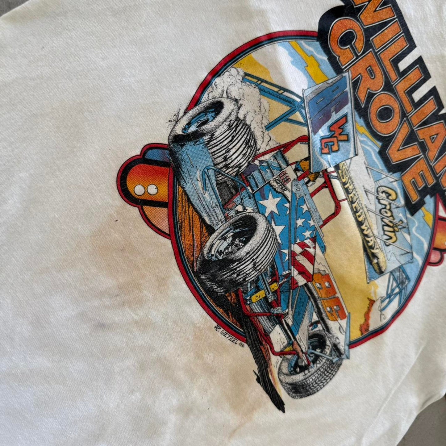 Vintage 80s Williams Grove Dirt Track Racing T-Shirt - Medium