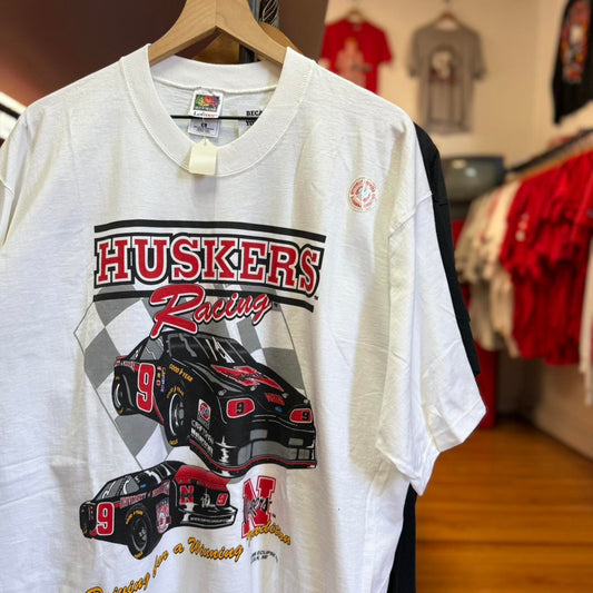Vintage 90s Nebraska Huskers Racing Racecar T-Shirt - X-Large
