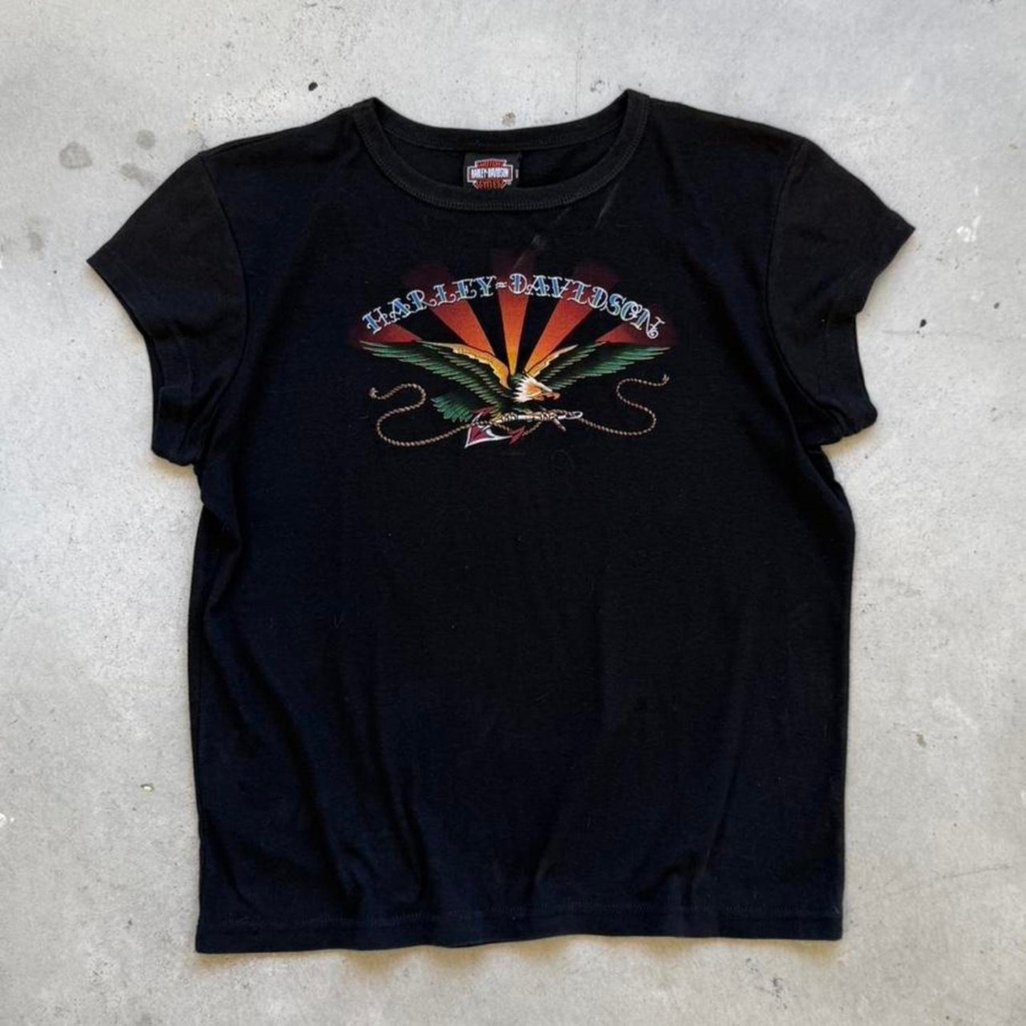 Vintage Harley Davidson Motorcycles Rising Sun Eagle Biker T-Shirt - X-Large (W)